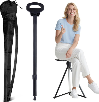 Multifunction Seat Telescopic Walking Stick