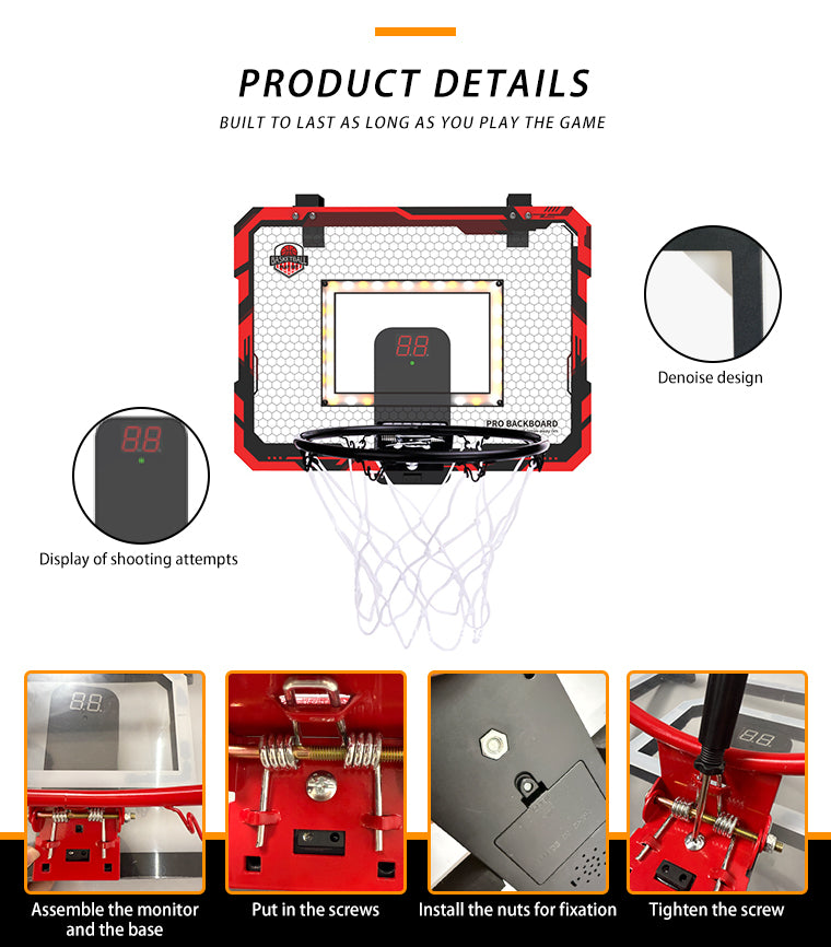 Indoor Basketball Hoop With Scoreboard And LED Lights