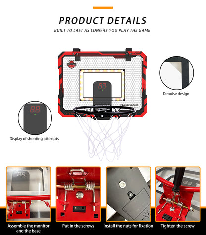 Indoor Basketball Hoop With Scoreboard And LED Lights