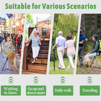 Multifunction Seat Telescopic Walking Stick