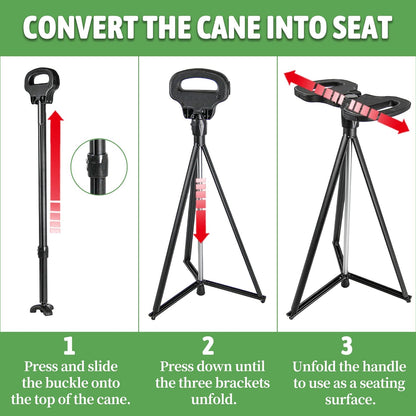 Multifunction Seat Telescopic Walking Stick