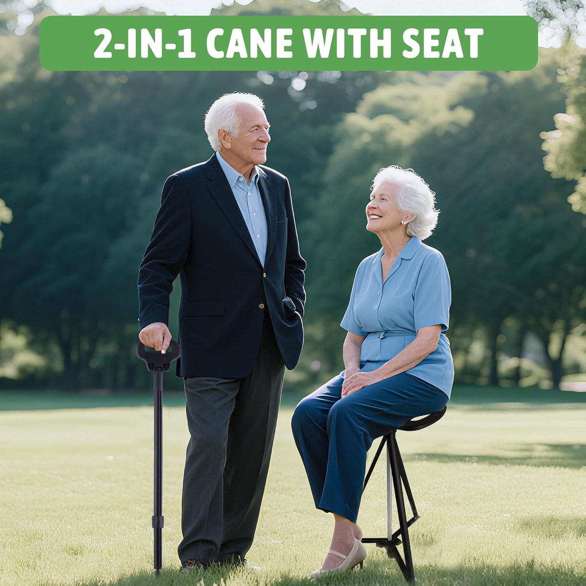 Multifunction Seat Telescopic Walking Stick